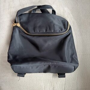 Black Nylon mini Backpack with Gold Zipper A NEW DAY